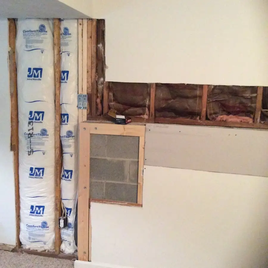 Wall insulation replacement during Basement Flood Cleanup in Texas City
